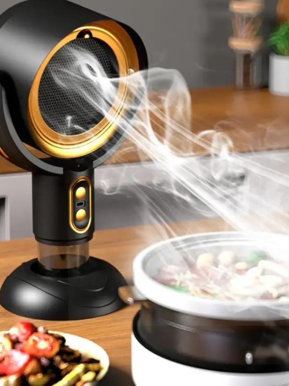Black and Gold Portable  Air Smoke Distracter Circulator Fan
